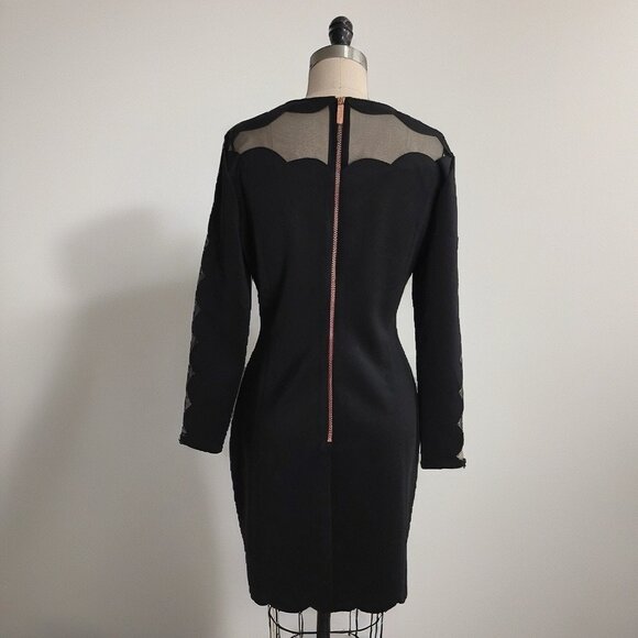 TED BAKER SERENTY SCALLOPED ILLUSIONS BLACK BODYCON DRESS sz  4/ 10 US - Picture 4 of 10